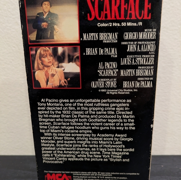 Scarface VHS Tape - Black and White Cover - Picture 3 of 8